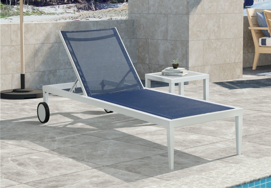 [HOT DEAL] Nizuc Mesh / Aluminum Navy Outdoor Patio Aluminum Mesh Chaise Lounge Chair