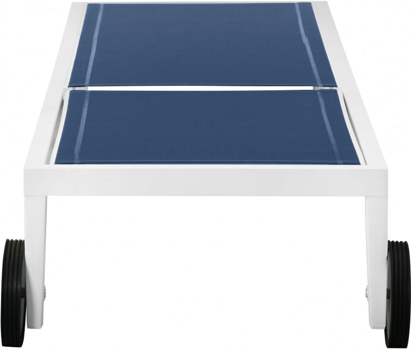 [HOT DEAL] Nizuc Mesh / Aluminum Navy Outdoor Patio Aluminum Mesh Chaise Lounge Chair