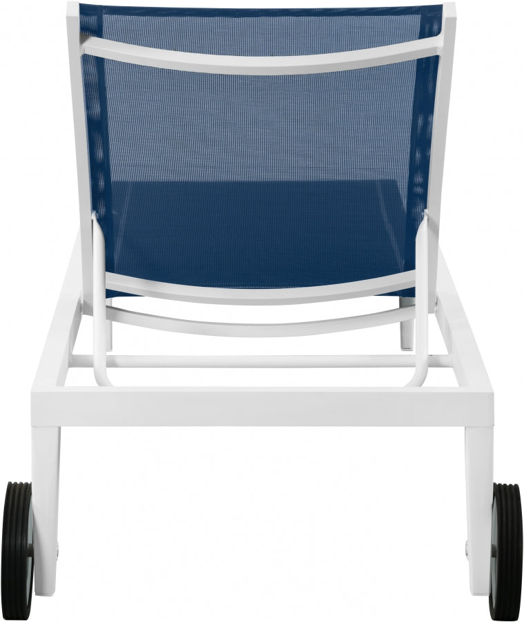 [HOT DEAL] Nizuc Mesh / Aluminum Navy Outdoor Patio Aluminum Mesh Chaise Lounge Chair
