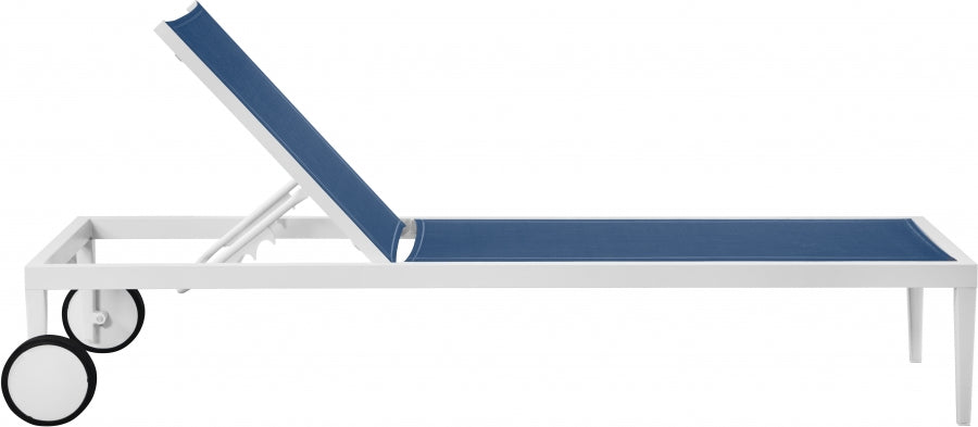 [HOT DEAL] Nizuc Mesh / Aluminum Navy Outdoor Patio Aluminum Mesh Chaise Lounge Chair