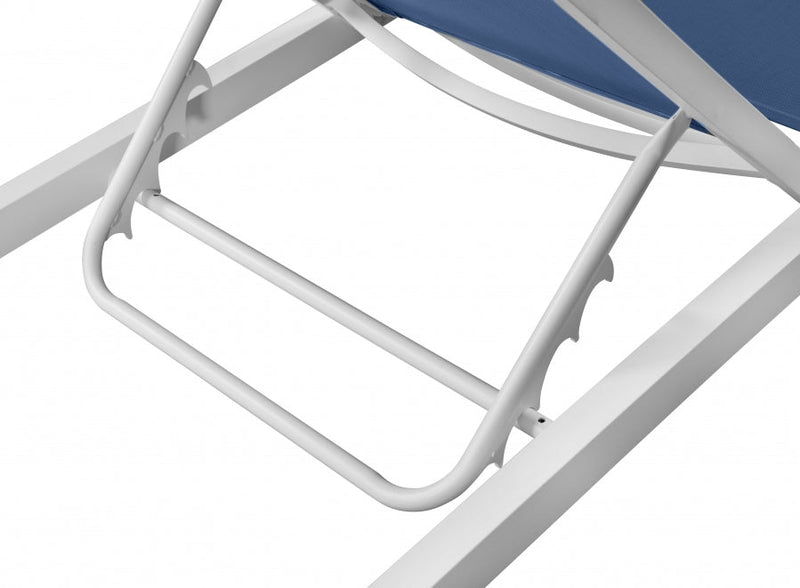 [HOT DEAL] Nizuc Mesh / Aluminum Navy Outdoor Patio Aluminum Mesh Chaise Lounge Chair