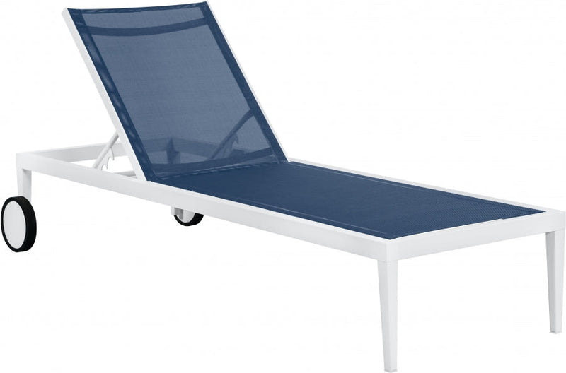 [HOT DEAL] Nizuc Mesh / Aluminum Navy Outdoor Patio Aluminum Mesh Chaise Lounge Chair