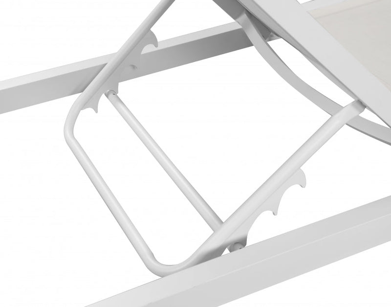 [HOT DEAL] Nizuc Mesh / Aluminum White Outdoor Patio Aluminum Mesh Chaise Lounge Chair