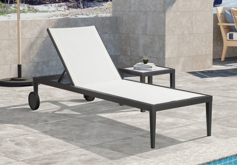[HOT DEAL] Nizuc Mesh / Aluminum White Outdoor Patio Aluminum Mesh Chaise Lounge Chair