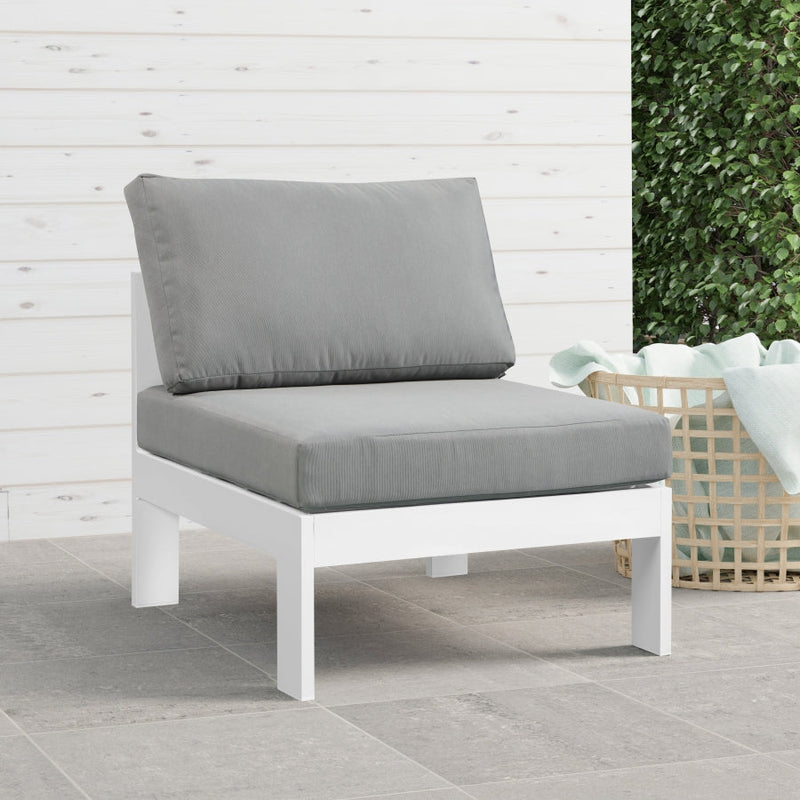 [HOT DEAL] Nizuc Fabric / Foam / Aluminum Grey Outdoor Patio Aluminum Armless Chair