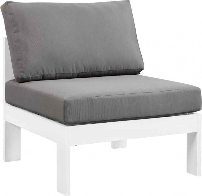 [HOT DEAL] Nizuc Fabric / Foam / Aluminum Grey Outdoor Patio Aluminum Armless Chair