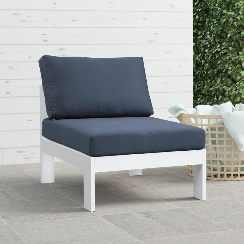 [HOT DEAL] Nizuc Fabric / Foam / Aluminum Navy Outdoor Patio Aluminum Armless Chair
