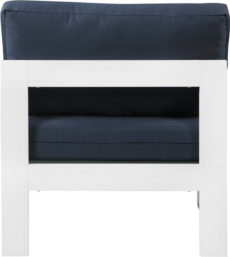 [HOT DEAL] Nizuc Fabric / Foam / Aluminum Navy Outdoor Patio Aluminum Armless Chair