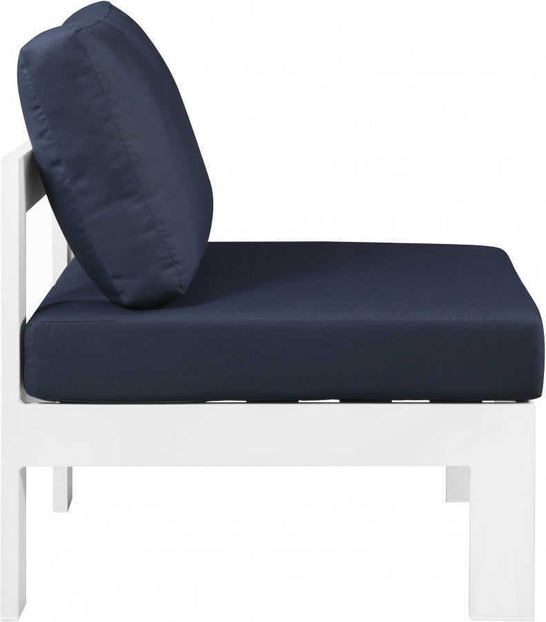 [HOT DEAL] Nizuc Fabric / Foam / Aluminum Navy Outdoor Patio Aluminum Armless Chair