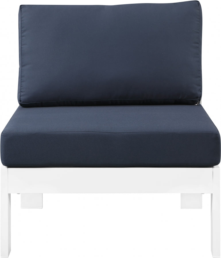 [HOT DEAL] Nizuc Fabric / Foam / Aluminum Navy Outdoor Patio Aluminum Armless Chair