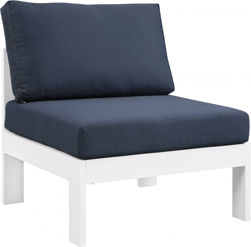 [HOT DEAL] Nizuc Fabric / Foam / Aluminum Navy Outdoor Patio Aluminum Armless Chair