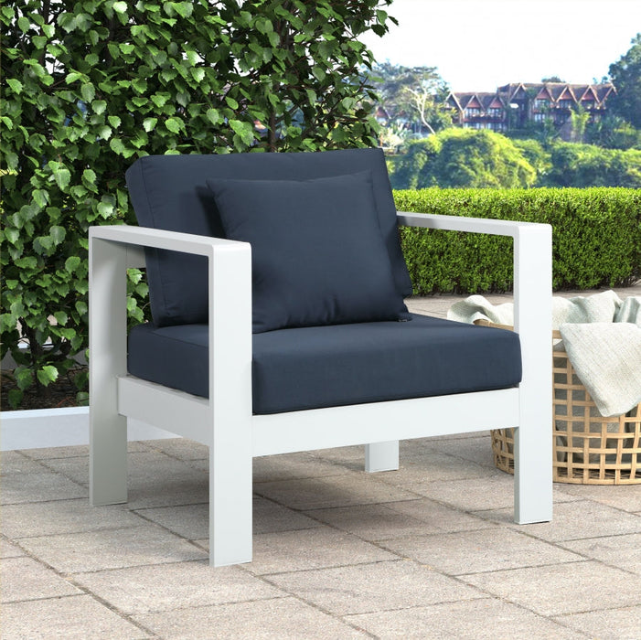 [HOT DEAL] Nizuc Fabric / Foam / Aluminum Navy Outdoor Patio Aluminum Arm Chair