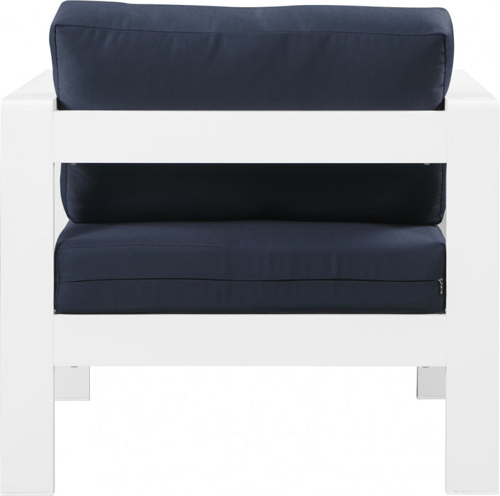 [HOT DEAL] Nizuc Fabric / Foam / Aluminum Navy Outdoor Patio Aluminum Arm Chair