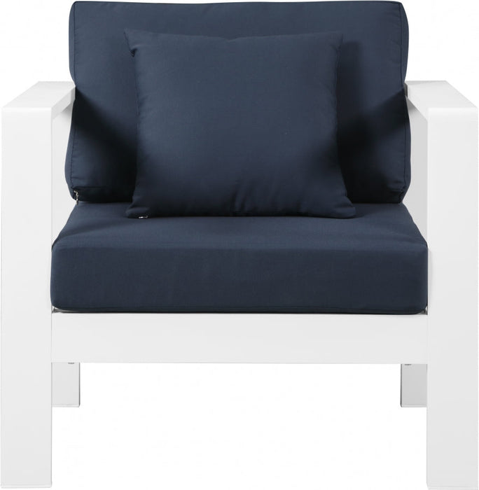 [HOT DEAL] Nizuc Fabric / Foam / Aluminum Navy Outdoor Patio Aluminum Arm Chair
