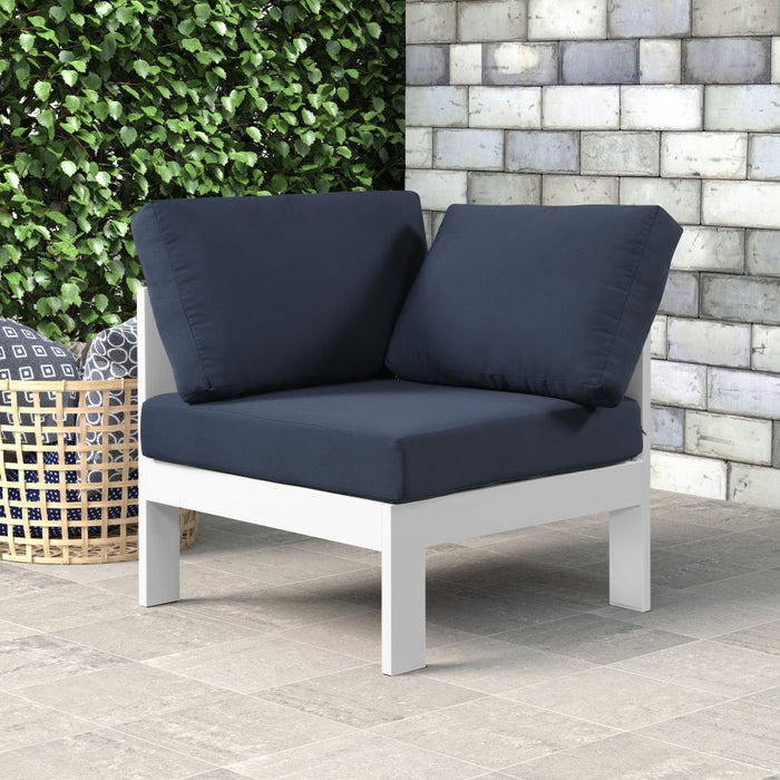 [HOT DEAL] Nizuc Fabric / Foam / Aluminum Navy Outdoor Patio Aluminum Corner Chair