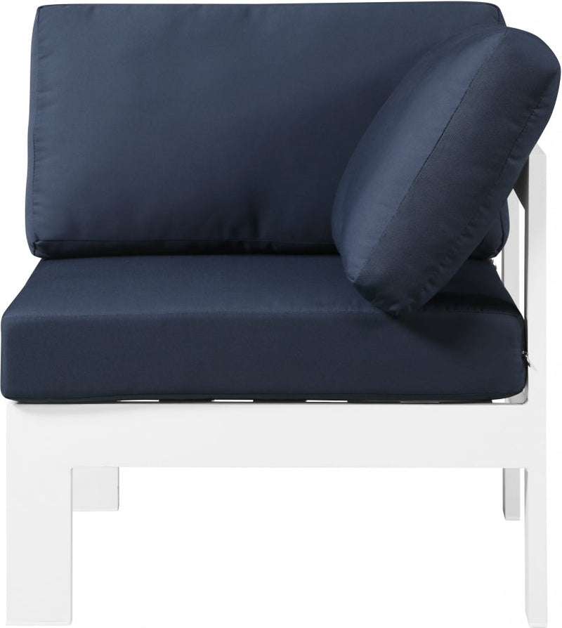 [HOT DEAL] Nizuc Fabric / Foam / Aluminum Navy Outdoor Patio Aluminum Corner Chair