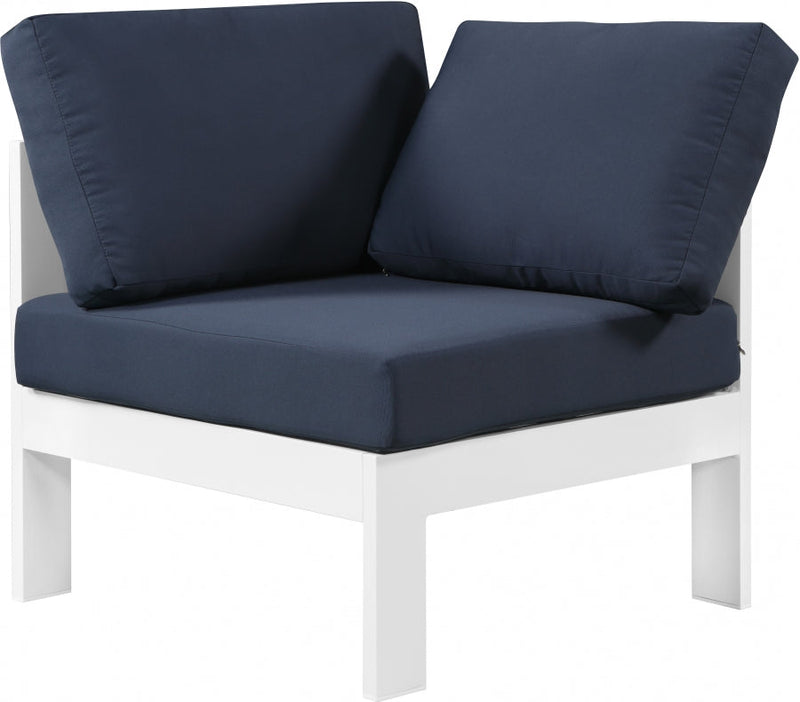 [HOT DEAL] Nizuc Fabric / Foam / Aluminum Navy Outdoor Patio Aluminum Corner Chair