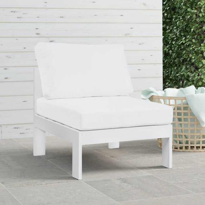 [HOT DEAL] Nizuc Fabric / Foam / Aluminum White Outdoor Patio Aluminum Armless Chair