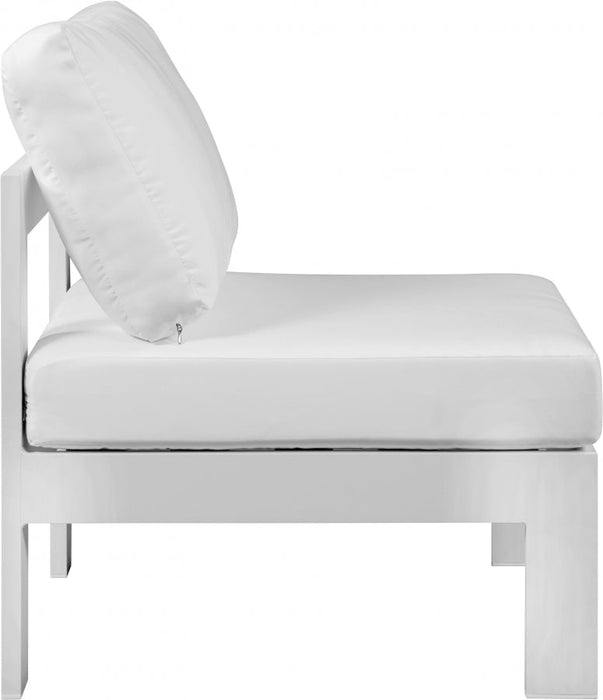 [HOT DEAL] Nizuc Fabric / Foam / Aluminum White Outdoor Patio Aluminum Armless Chair