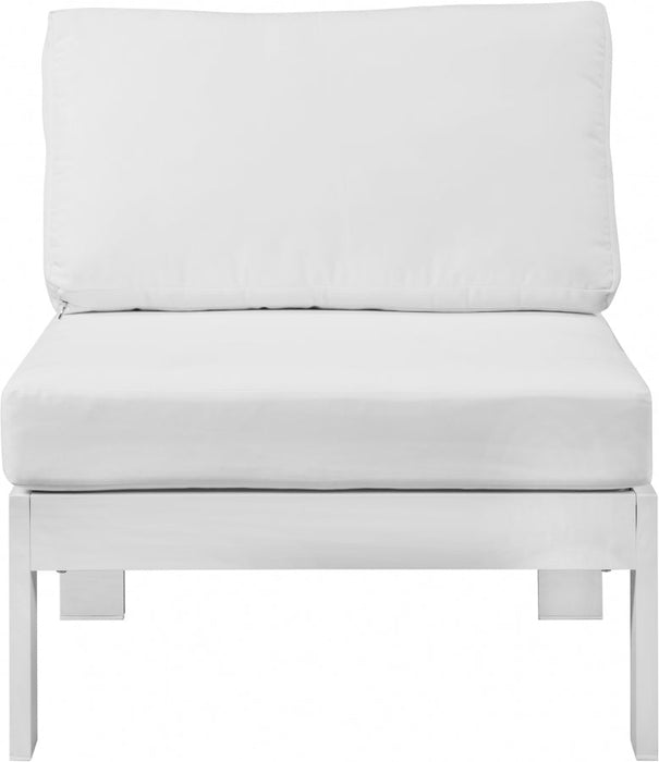 [HOT DEAL] Nizuc Fabric / Foam / Aluminum White Outdoor Patio Aluminum Armless Chair