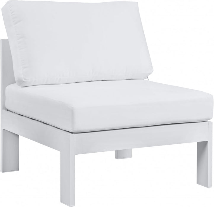 [HOT DEAL] Nizuc Fabric / Foam / Aluminum White Outdoor Patio Aluminum Armless Chair