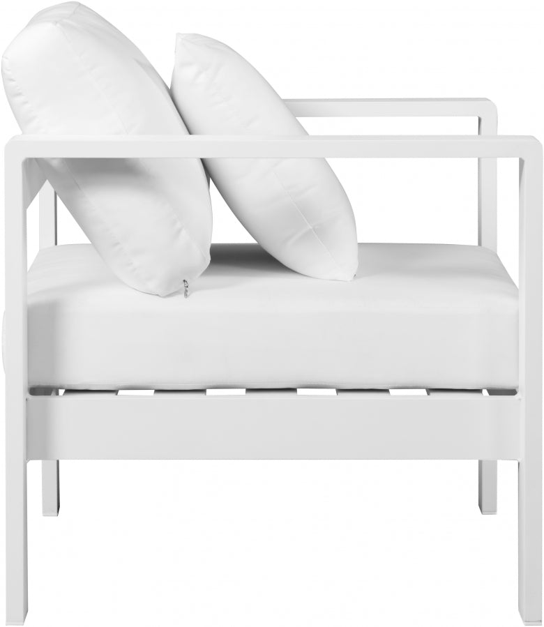 [HOT DEAL] Nizuc Fabric / Foam / Aluminum White Outdoor Patio Aluminum Arm Chair
