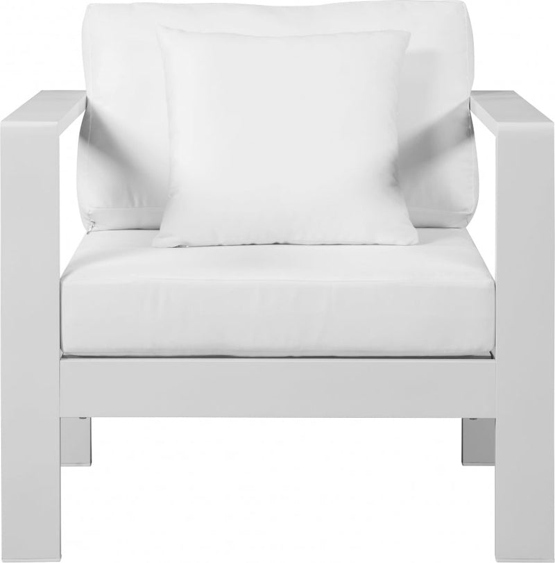 [HOT DEAL] Nizuc Fabric / Foam / Aluminum White Outdoor Patio Aluminum Arm Chair