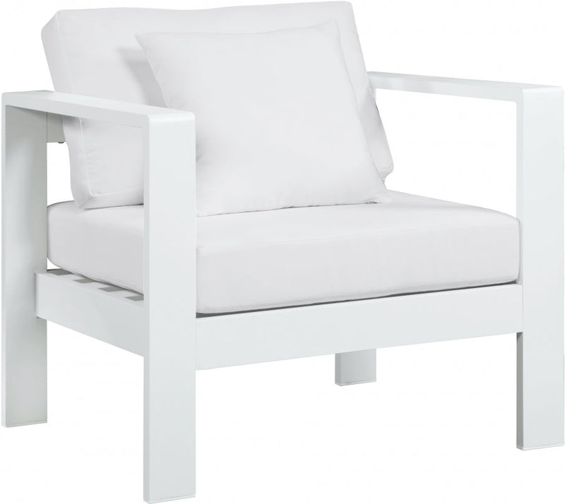 [HOT DEAL] Nizuc Fabric / Foam / Aluminum White Outdoor Patio Aluminum Arm Chair