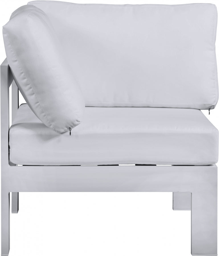 [HOT DEAL] Nizuc Fabric / Foam / Aluminum White Outdoor Patio Aluminum Corner Chair