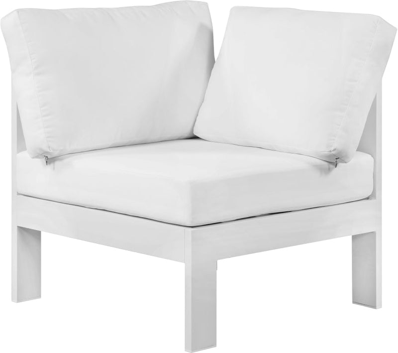 [HOT DEAL] Nizuc Fabric / Foam / Aluminum White Outdoor Patio Aluminum Corner Chair