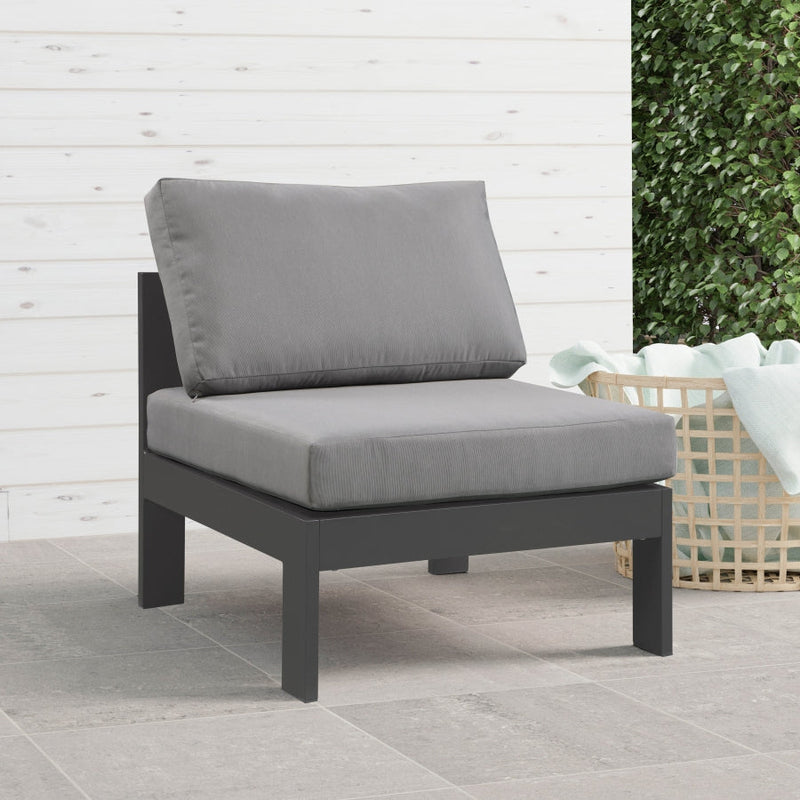 [HOT DEAL] Nizuc Fabric / Foam / Aluminum Grey Outdoor Patio Aluminum Armless Chair