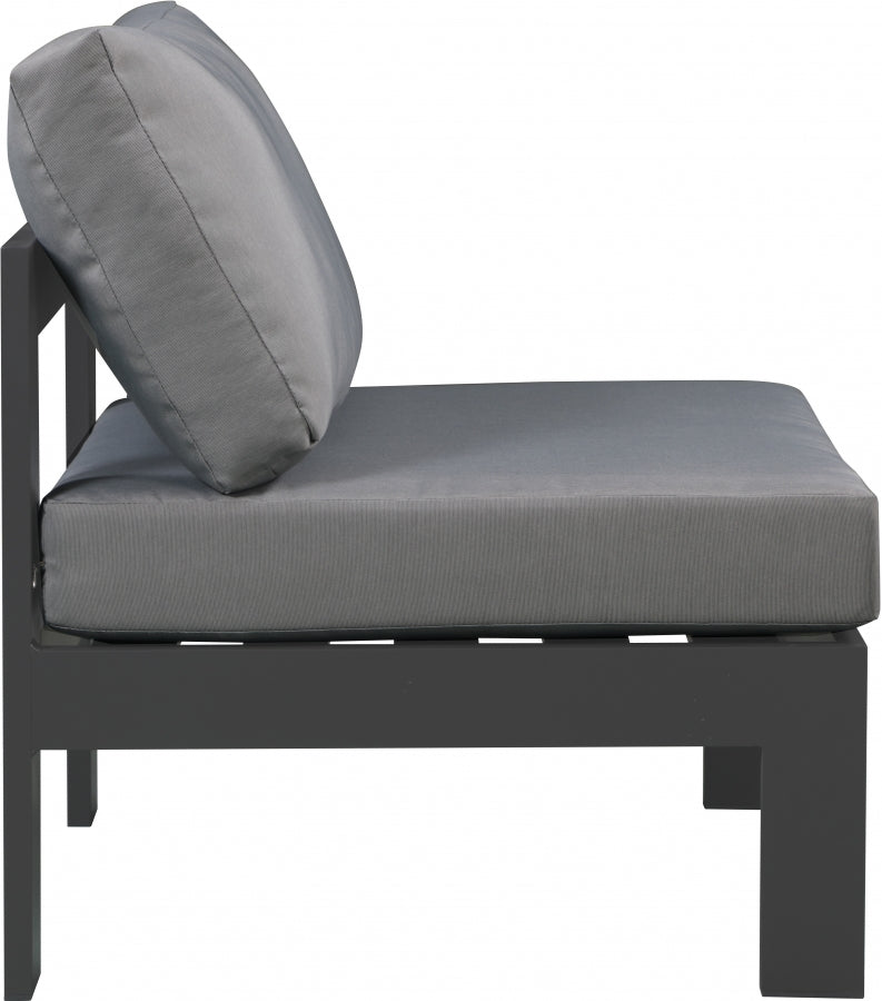 [HOT DEAL] Nizuc Fabric / Foam / Aluminum Grey Outdoor Patio Aluminum Armless Chair