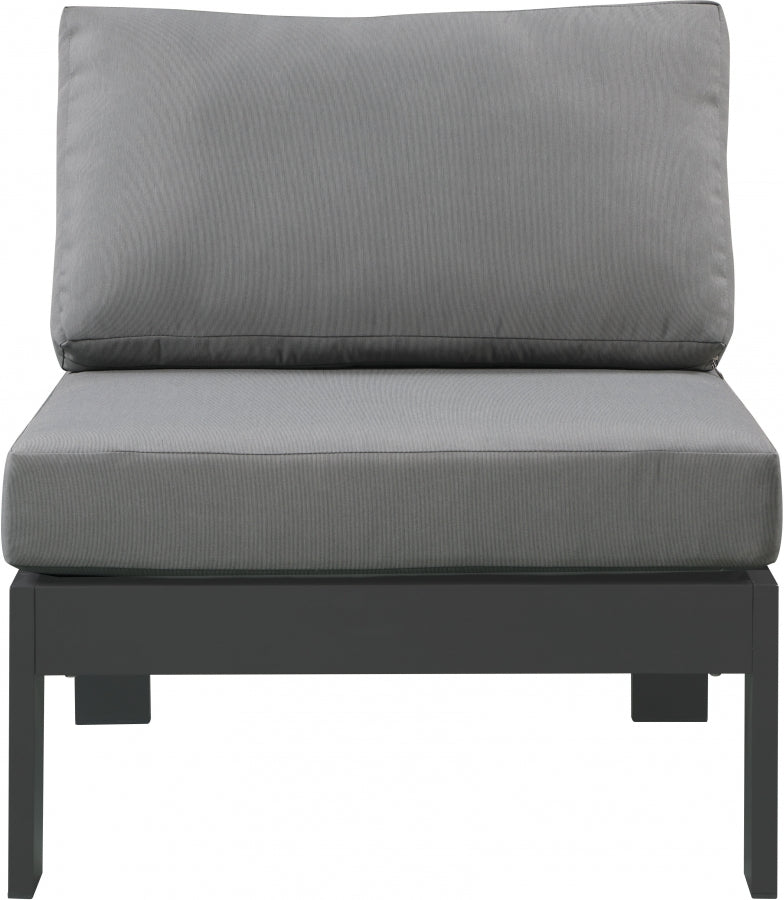 [HOT DEAL] Nizuc Fabric / Foam / Aluminum Grey Outdoor Patio Aluminum Armless Chair