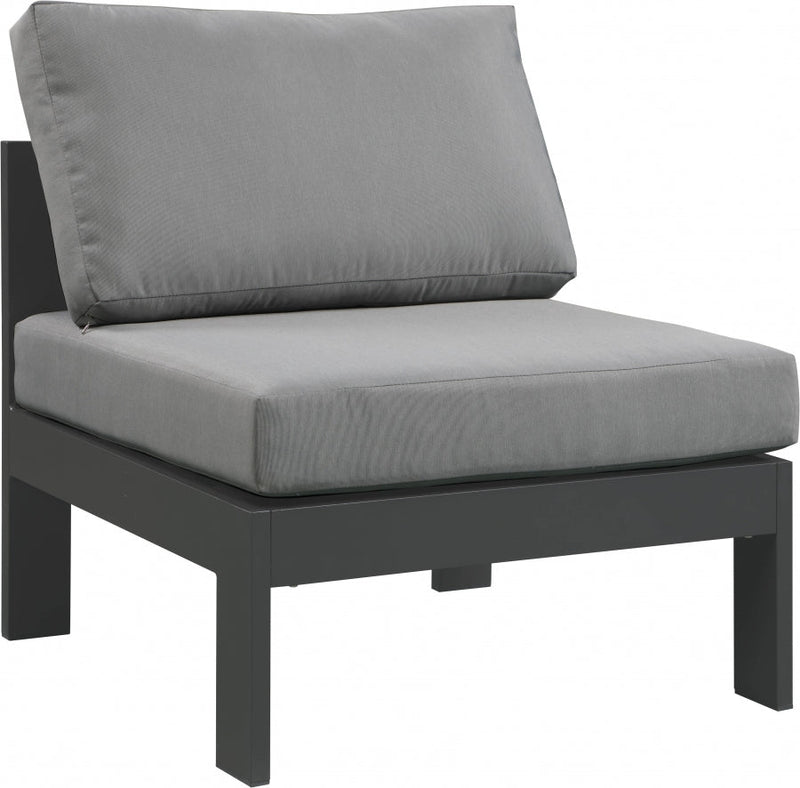 [HOT DEAL] Nizuc Fabric / Foam / Aluminum Grey Outdoor Patio Aluminum Armless Chair