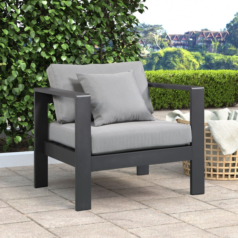 [HOT DEAL] Nizuc Fabric / Foam / Aluminum Grey Outdoor Patio Aluminum Arm Chair