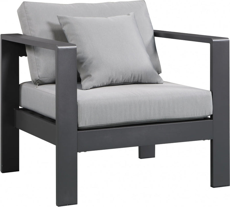 [HOT DEAL] Nizuc Fabric / Foam / Aluminum Grey Outdoor Patio Aluminum Arm Chair