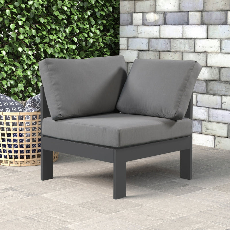 [HOT DEAL] Nizuc Fabric / Foam / Aluminum Grey Outdoor Patio Aluminum Corner Chair