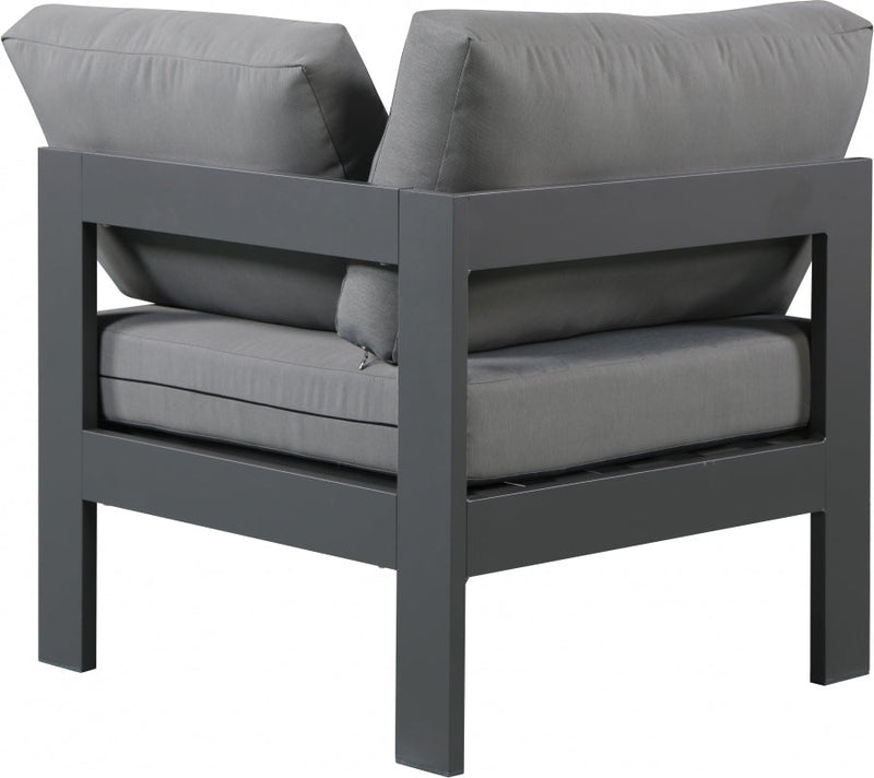 [HOT DEAL] Nizuc Fabric / Foam / Aluminum Grey Outdoor Patio Aluminum Corner Chair