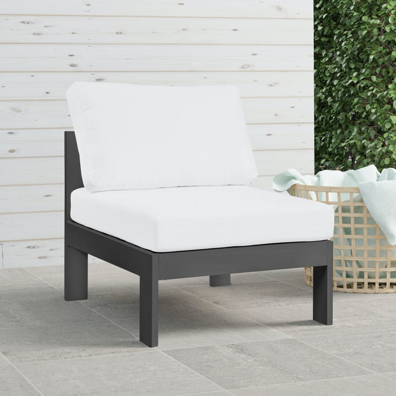 [HOT DEAL] Nizuc Fabric / Foam / Aluminum White Outdoor Patio Aluminum Armless Chair