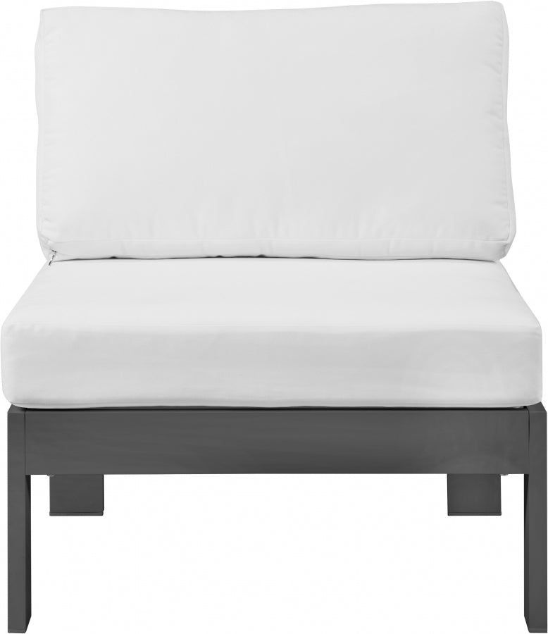[HOT DEAL] Nizuc Fabric / Foam / Aluminum White Outdoor Patio Aluminum Armless Chair