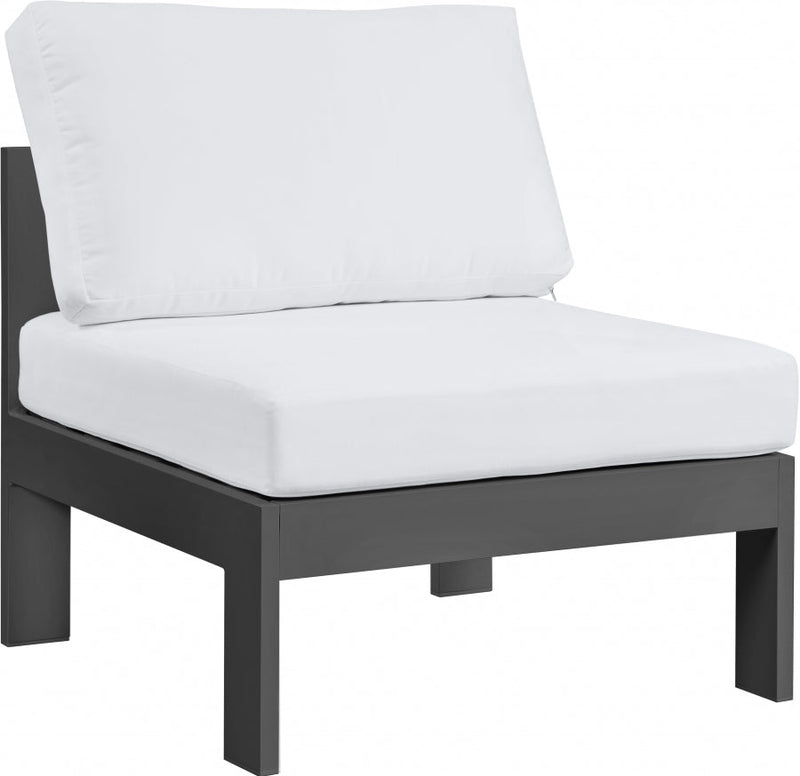 [HOT DEAL] Nizuc Fabric / Foam / Aluminum White Outdoor Patio Aluminum Armless Chair