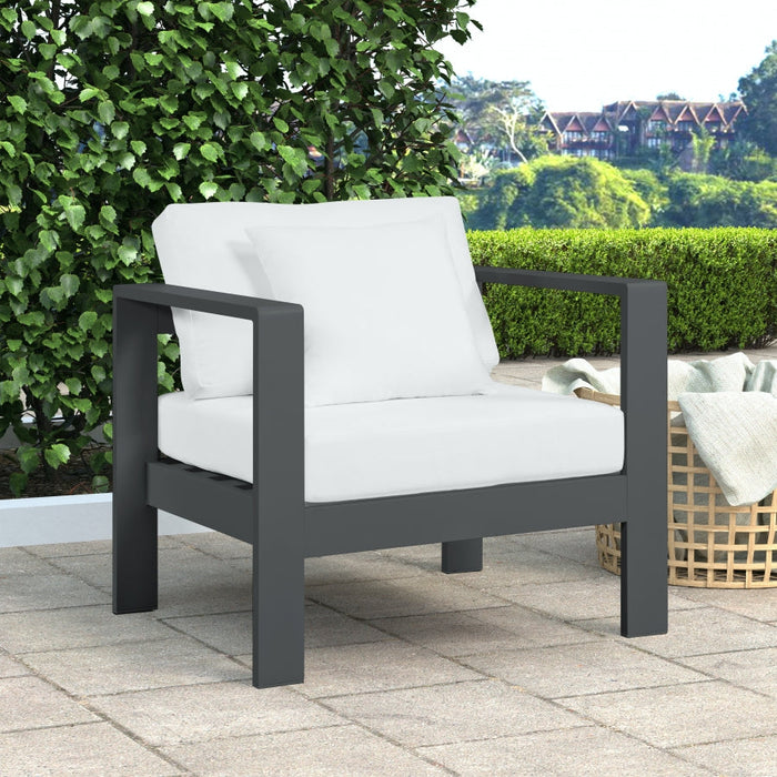 [HOT DEAL] Nizuc Fabric / Foam / Aluminum White Outdoor Patio Aluminum Arm Chair