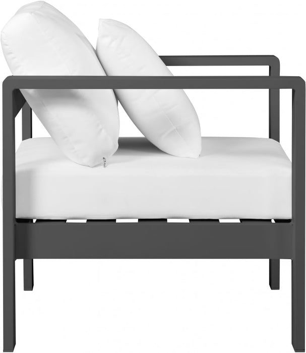 [HOT DEAL] Nizuc Fabric / Foam / Aluminum White Outdoor Patio Aluminum Arm Chair