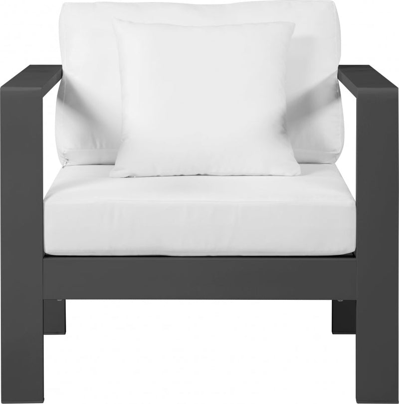 [HOT DEAL] Nizuc Fabric / Foam / Aluminum White Outdoor Patio Aluminum Arm Chair