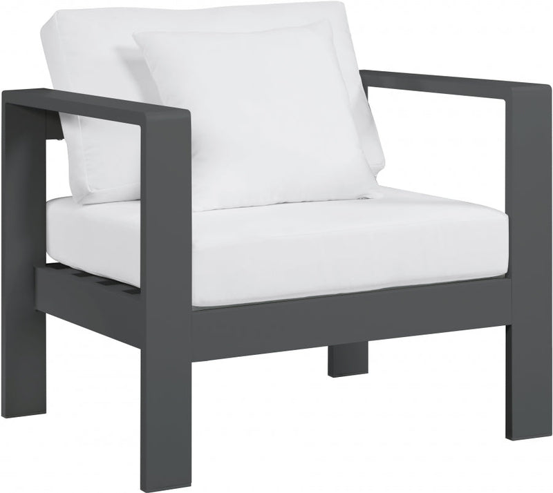 [HOT DEAL] Nizuc Fabric / Foam / Aluminum White Outdoor Patio Aluminum Arm Chair