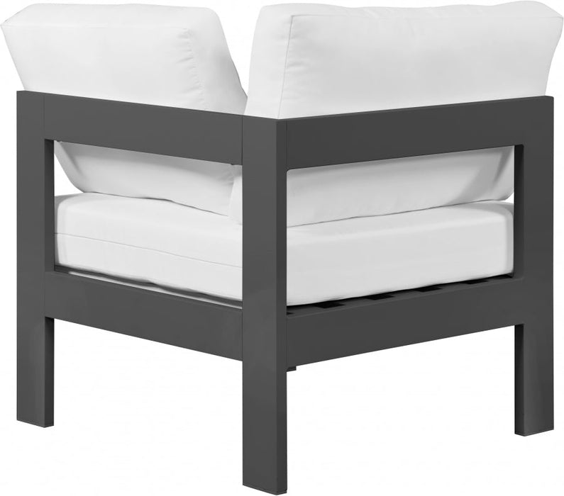 [HOT DEAL] Nizuc Fabric / Foam / Aluminum White Outdoor Patio Aluminum Corner Chair