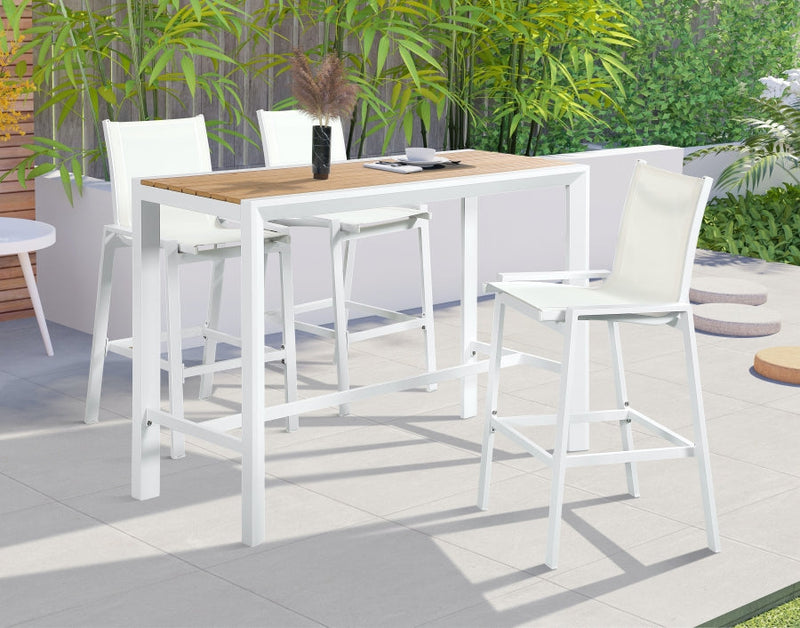 [HOT DEAL] Nizuc Aluminum / Polywood Brown Outdoor Patio Aluminum Rectangle Bar Table
