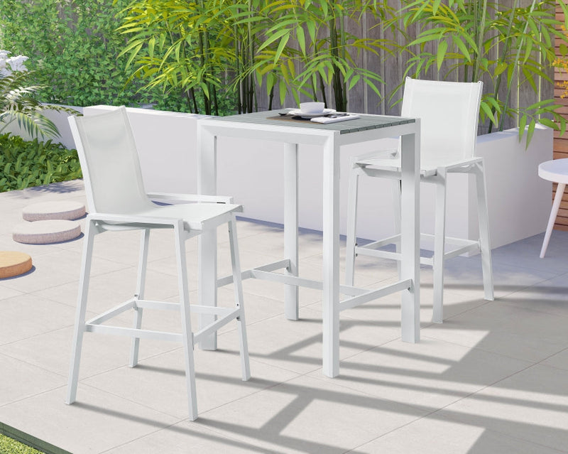 [HOT DEAL] Nizuc Aluminum / Polywood Grey Outdoor Patio Aluminum Square Bar Table