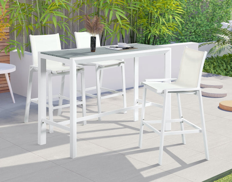 [HOT DEAL] Nizuc Aluminum / Polywood Grey Outdoor Patio Aluminum Rectangle Bar Table