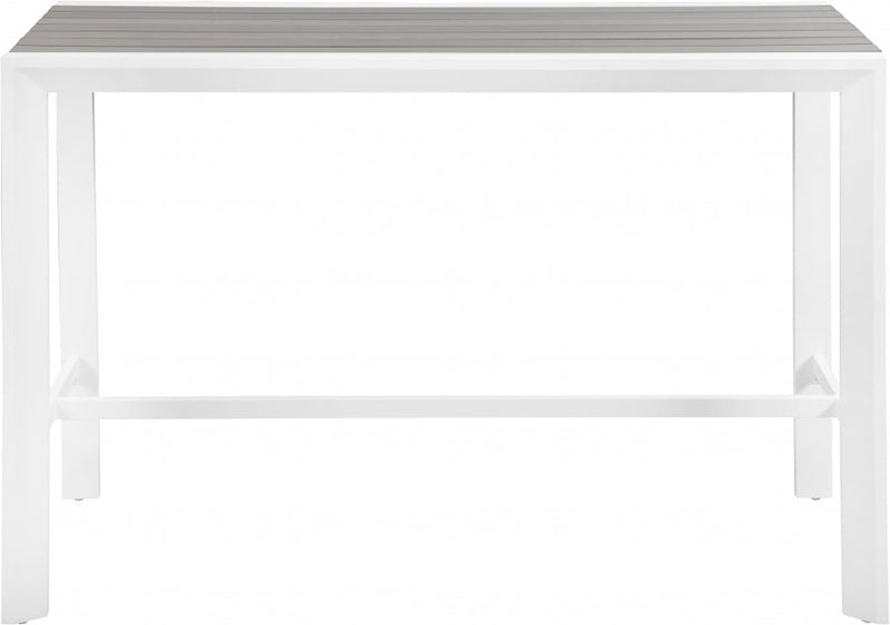[HOT DEAL] Nizuc Aluminum / Polywood Grey Outdoor Patio Aluminum Rectangle Bar Table